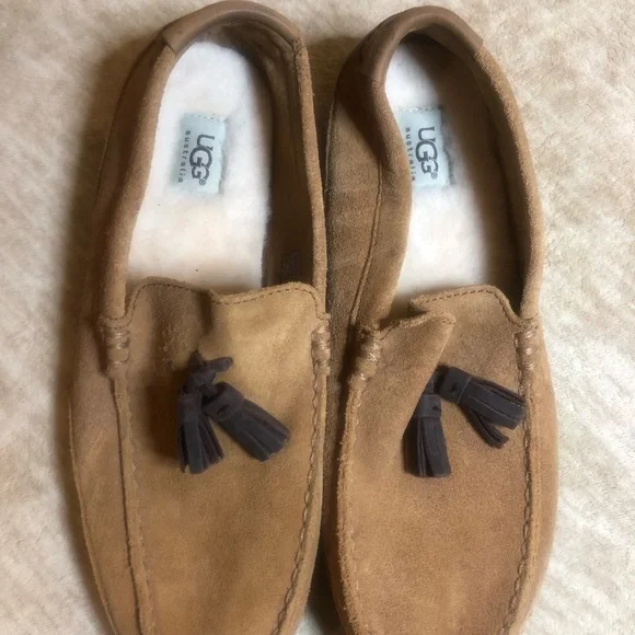 UGG Australia ‘Boylan’ Tassel Loafer Slippers Chestnut Suede Mens 10M - Picture 3 of 7